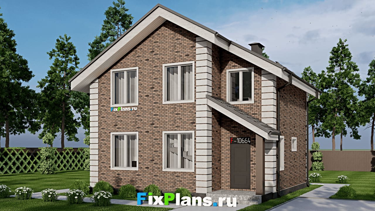 Одноэтажный дом с мансардой  F-10664 — фасад