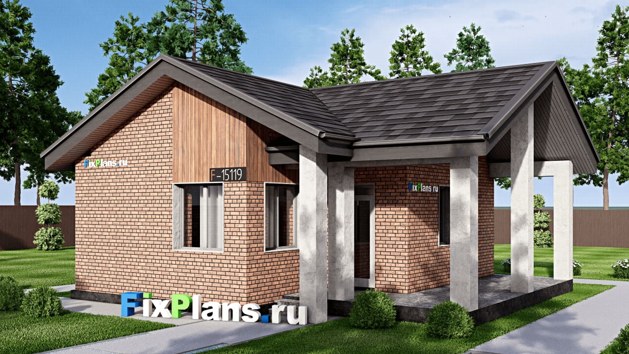 Одноэтажный дом F-15119 — фасад