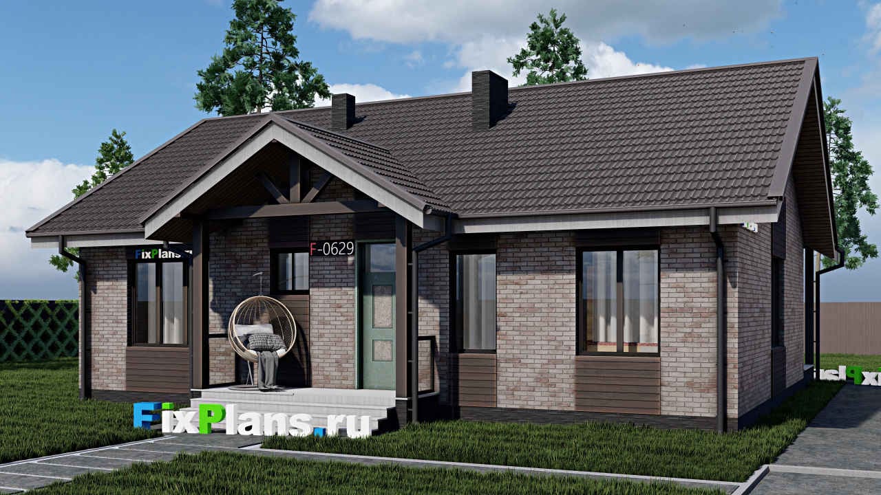 Одноэтажный дом F - 0629 — фасад